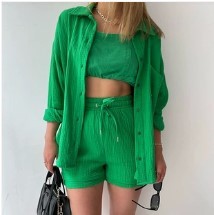 Ensemble Décontracté Chic – Chemise à Revers & Short Taille Haute