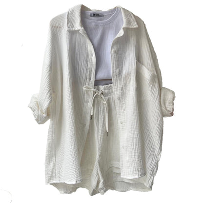 Ensemble Décontracté Chic – Chemise à Revers & Short Taille Haute